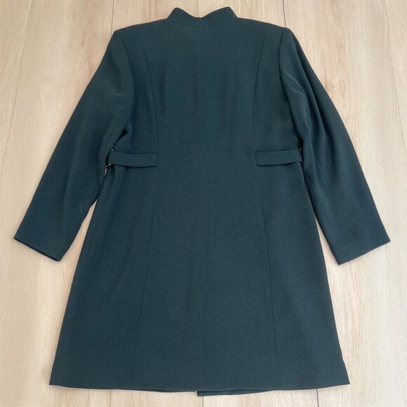 Alfani Military-Style Long Line Jacket Mandarin Collar Deep Green Size 8 Petite - Picture 14 of 16